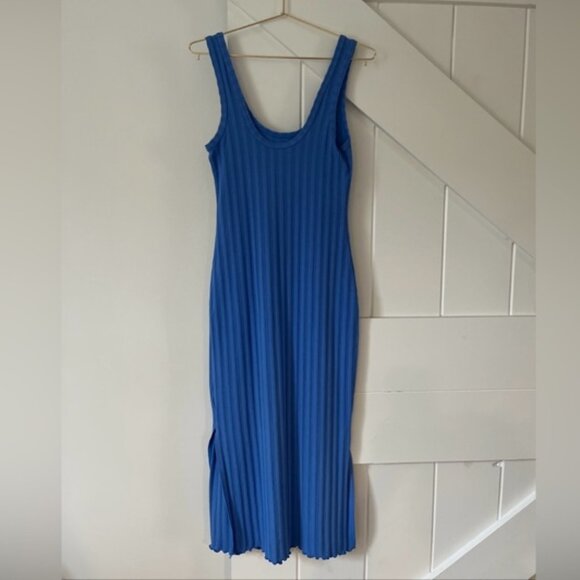 Offline By Aerie OG Groove Midi Dress Size Small Blue Ribbed Bodycon Tank - Picture 2 of 5